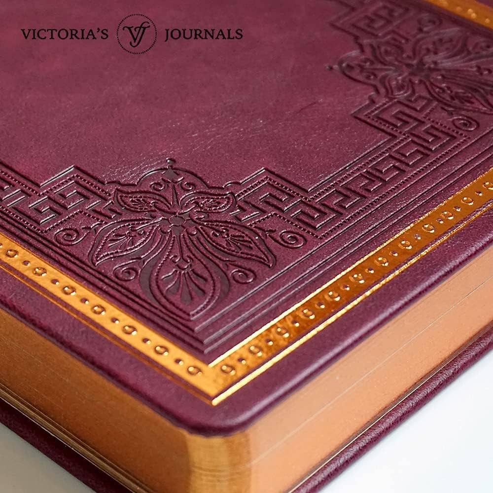 Vintage Leather Antique Style Diary with Hard Cover in Burgundy