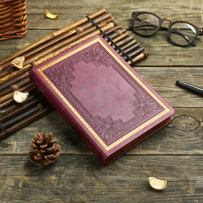 Vintage Leather Antique Style Diary with Hard Cover in Burgundy