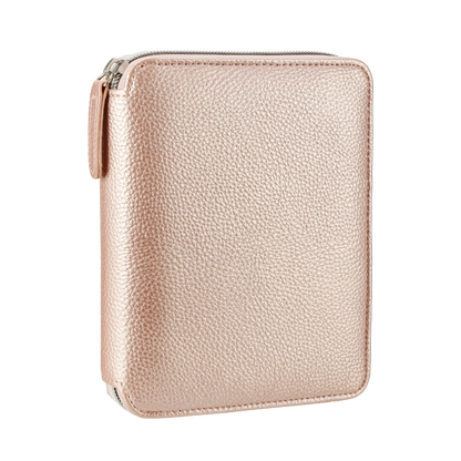 Zippered Vegan Leather Portfolio Notebook / Diary (Rose Gold: Ruled
