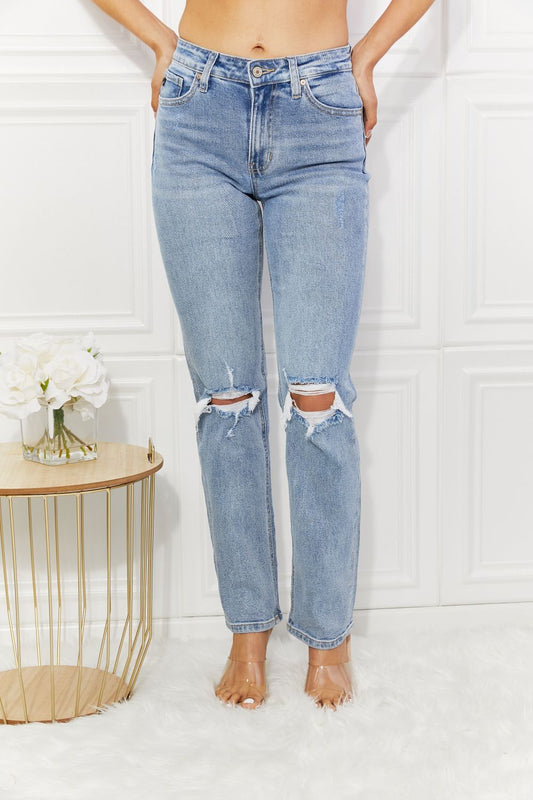 Classic Sophistication: Abby High Rise Slim Straight Jeans from Kancan