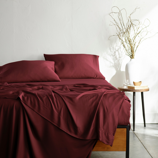 Premium 100% Bamboo Viscose Bed Sheet Set in Ruby Red