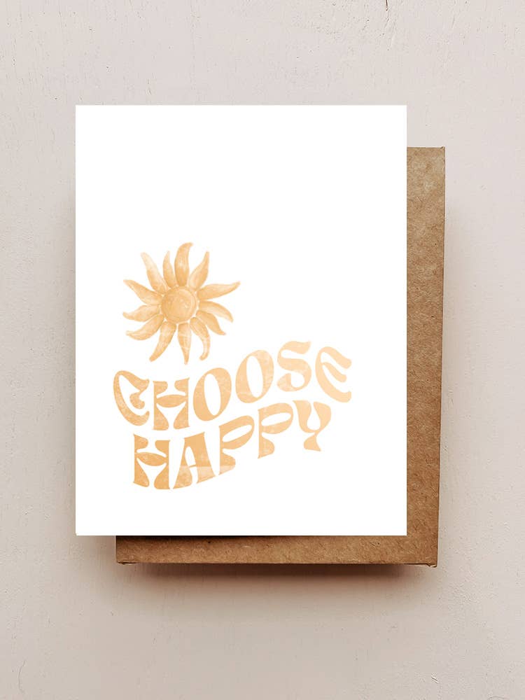 Handmade "Choose Happy" Greeting Card, Custom Handwritten Cards