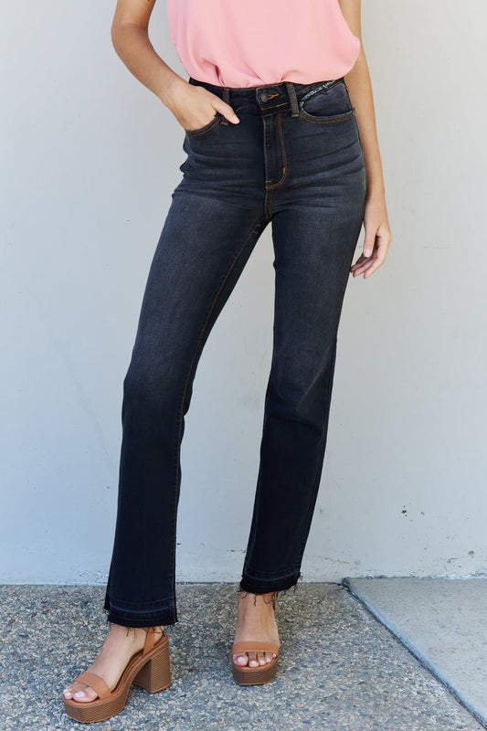 Effortlessly Dark: Judy Blue Amber High Waist Slim Bootcut Jeans