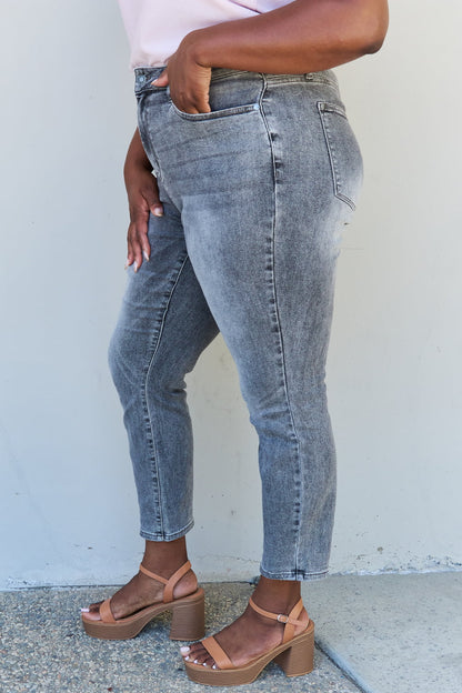 Stone Washed Elegance: Judy Blue Racquel High Waisted Slim Fit Jeans