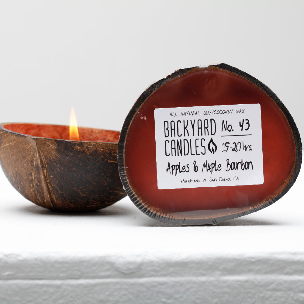 NO. 43 Apples and Maple Bourbon Handmade Soy Candle | Coconut Shell Candle