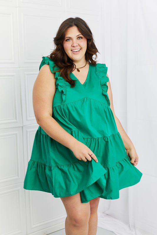 The Hensleigh: Green Ruffle Dress