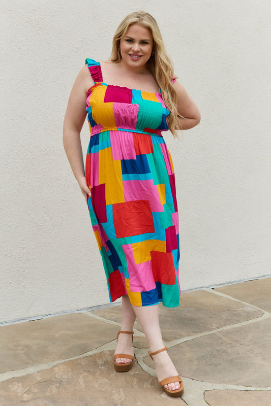 The Valdosta: Multicolored Square Print Summer Dress by And The Why