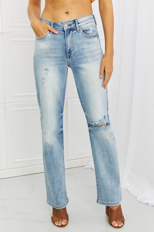 The Natalie: Distressed Straight Leg Jeans