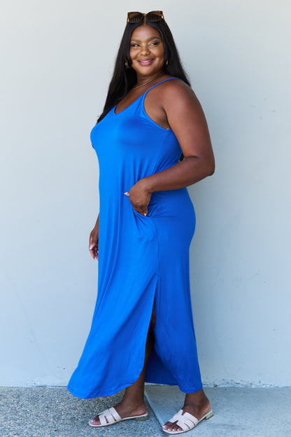Royal Blue Temptation: Cami Side Slit Maxi Dress in Royal Blue