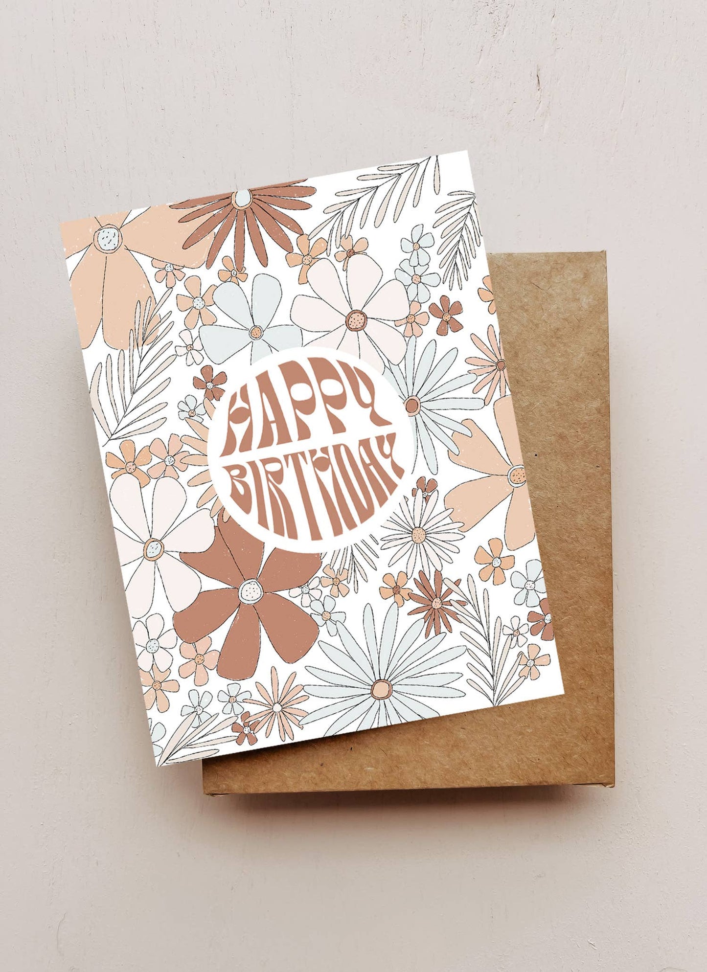 Floral 'Happy Birthday' Greeting Card , Handwritten Birthday Card, Aesthetic Birthday Card, Custom Greeting Card 