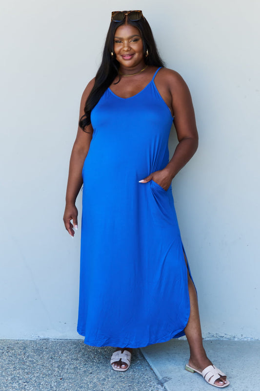 Royal Blue Temptation: Cami Side Slit Maxi Dress in Royal Blue