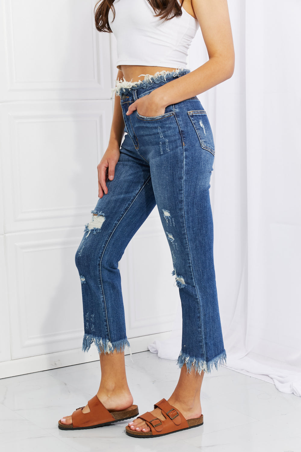 Effortlessly Edgy: Undone Chic Straight Leg Jeans by Risen