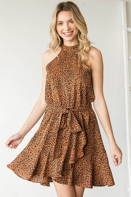 The Leighton: Leopard Belted Sleeveless Dress