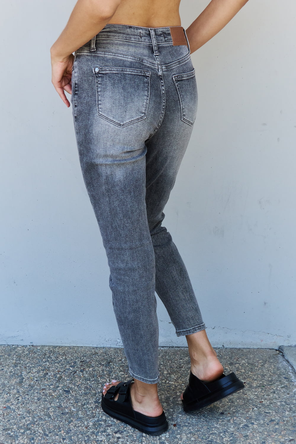 Stone Washed Elegance: Judy Blue Racquel High Waisted Slim Fit Jeans