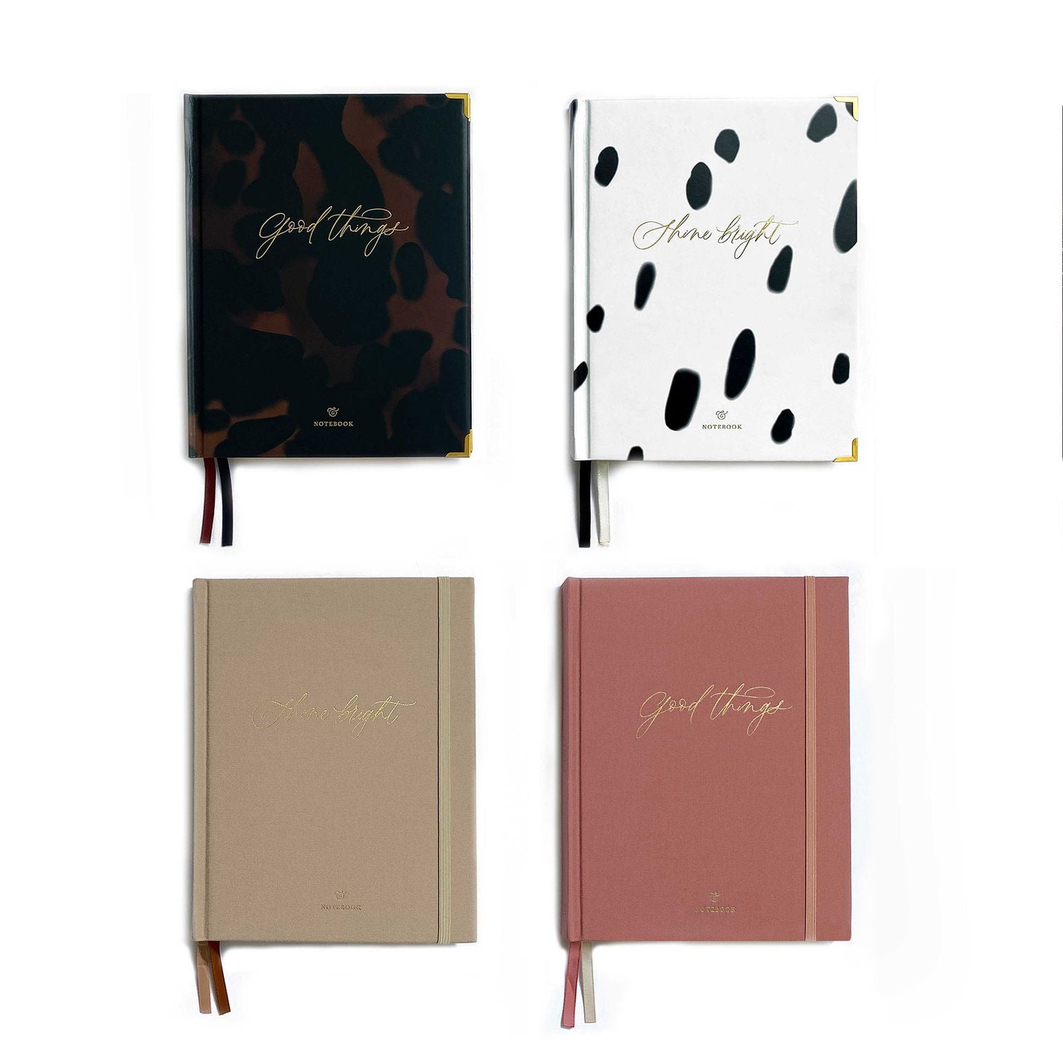 "Good Things" Eco-Friendly, Luxury Cloth Notebook with Pink Cloth Cover, Comparable to A5 Size - Athens and Company - Blush and Gold