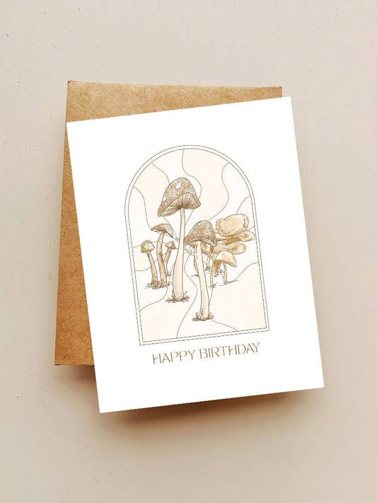 'Happy Birthday' Mushroom Birthday Card - Athens and Company - Athens and Company